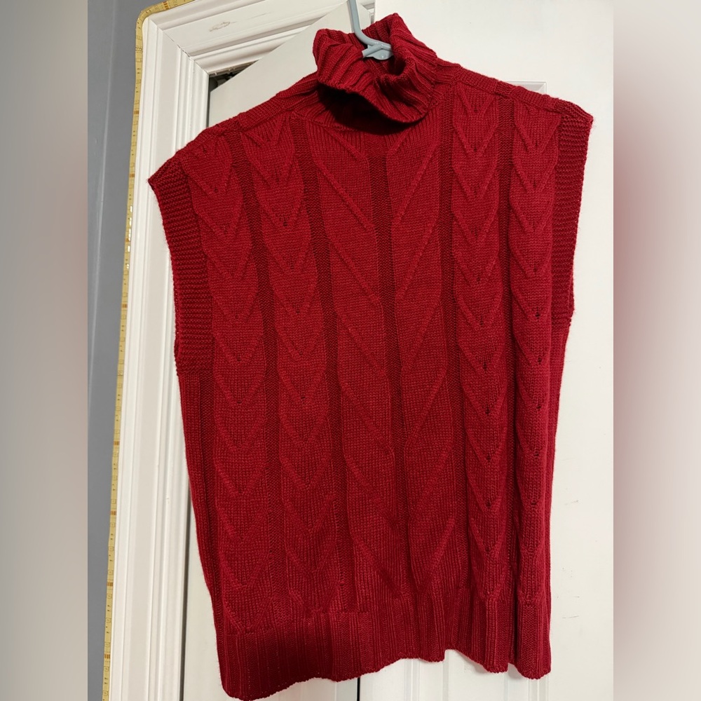Women's Red Cable Knit Sweater Vest